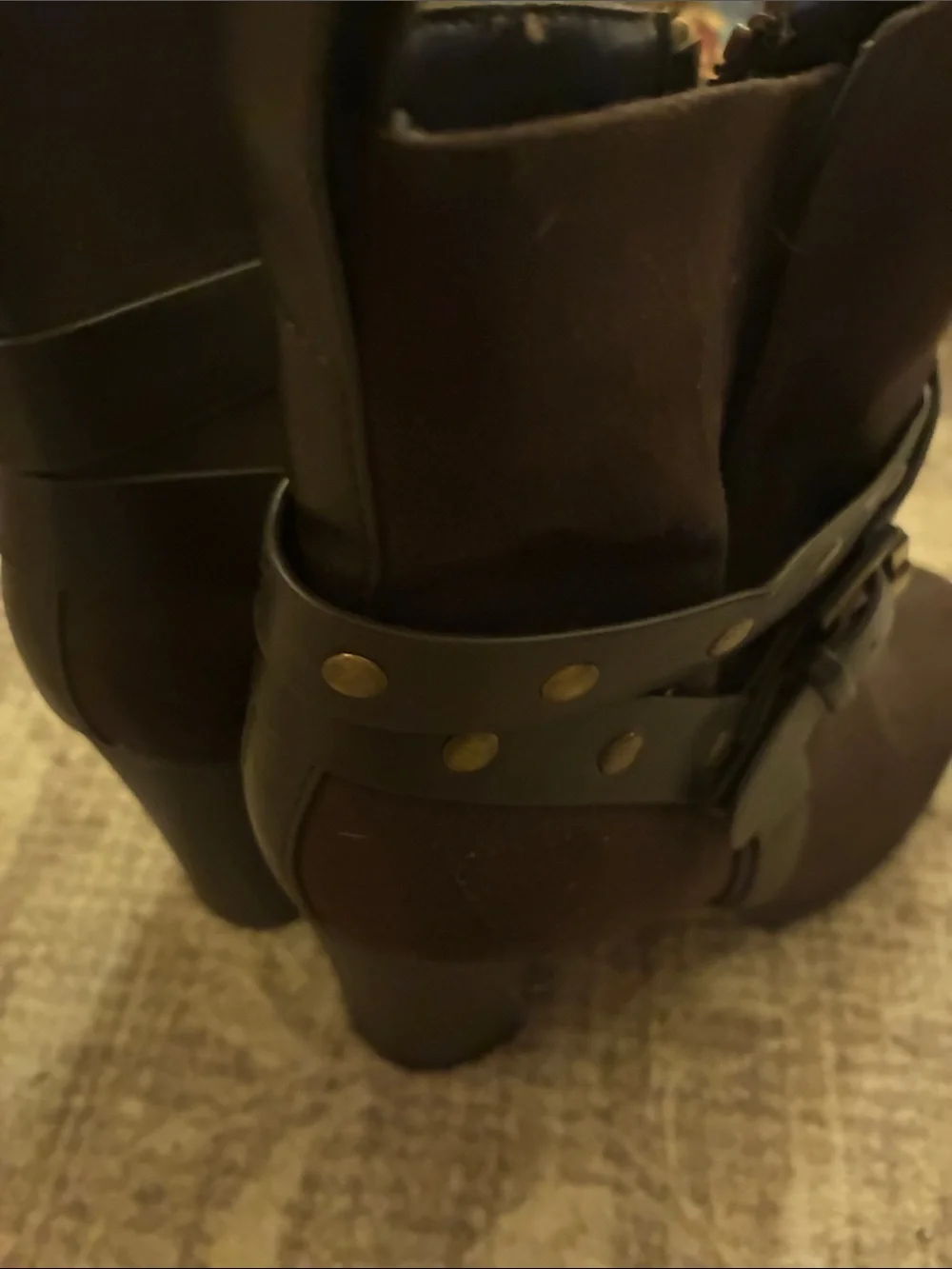 Apt. 9 Dark Brown Faux Suede Studded Buckle Ankle Boots 8.5